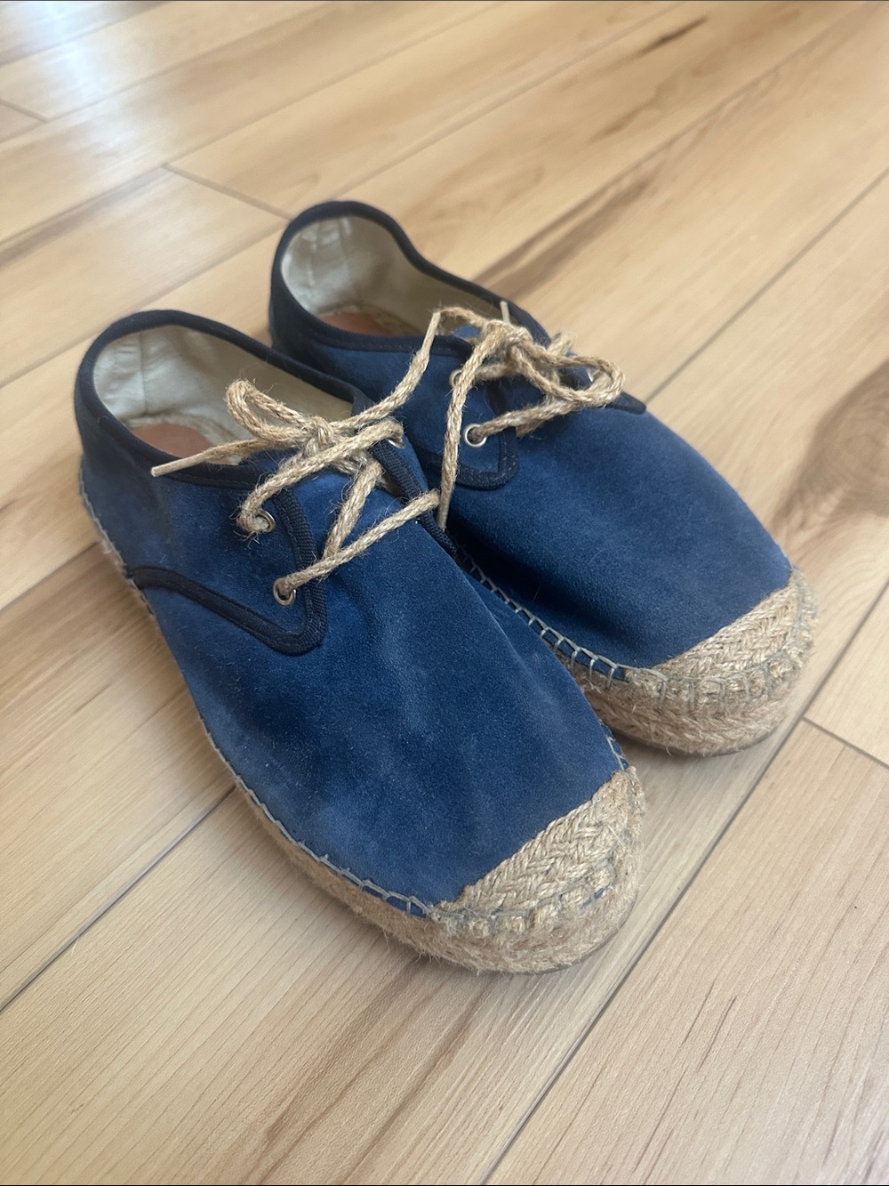 Size 7 Navy Suede Espadrille Lace-Up Shoes